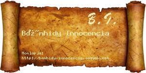 Bánhidy Innocencia névjegykártya